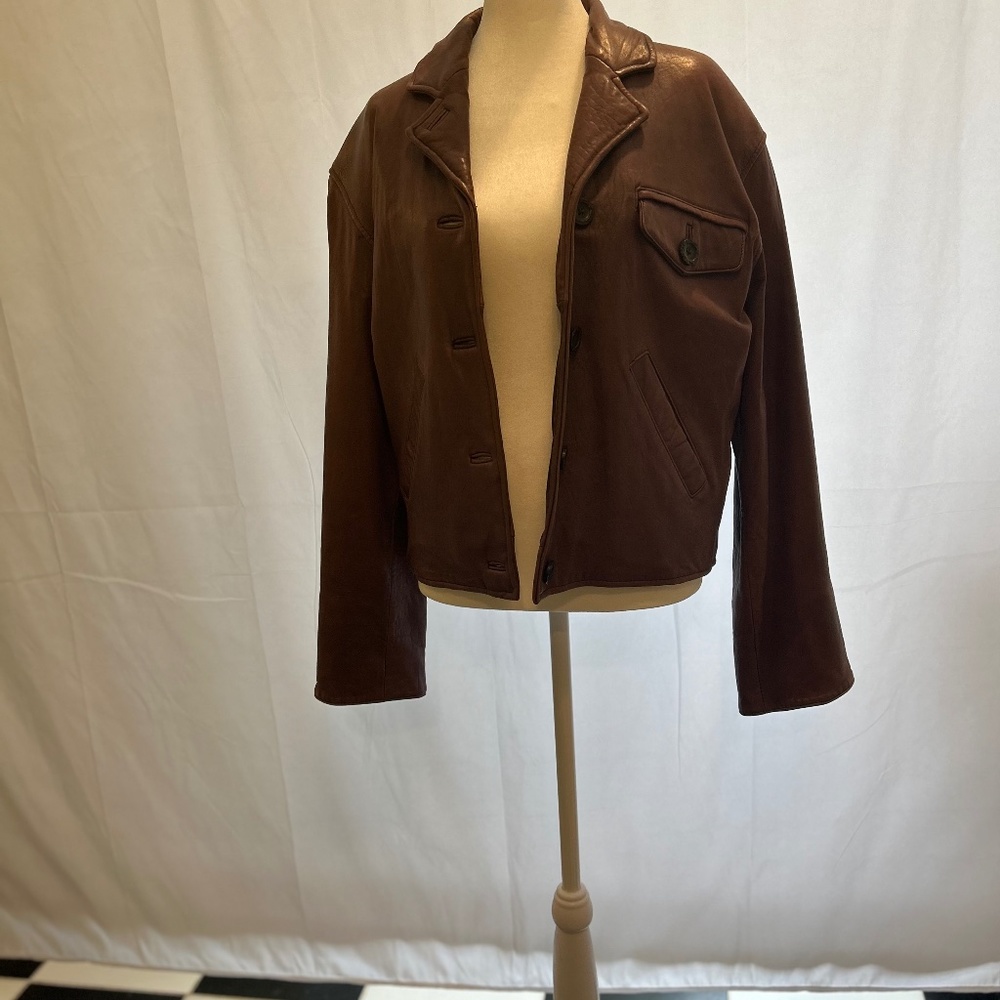 Studio Siena Brown Leather Bomber Jacket